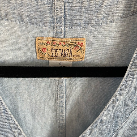 Sostanza Light Blue Denim Dress Size Small Country Western‎ Cottagecore Garden - Picture 2 of 5